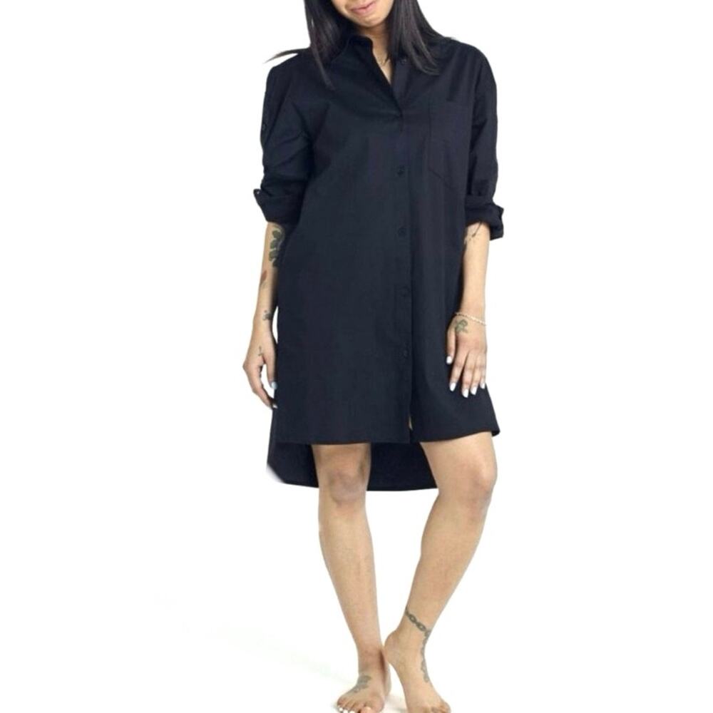 DUBGEE by Whoopi High Low Button Down Tunic Shirt‎ Dress XL Lagenlook Oversized
